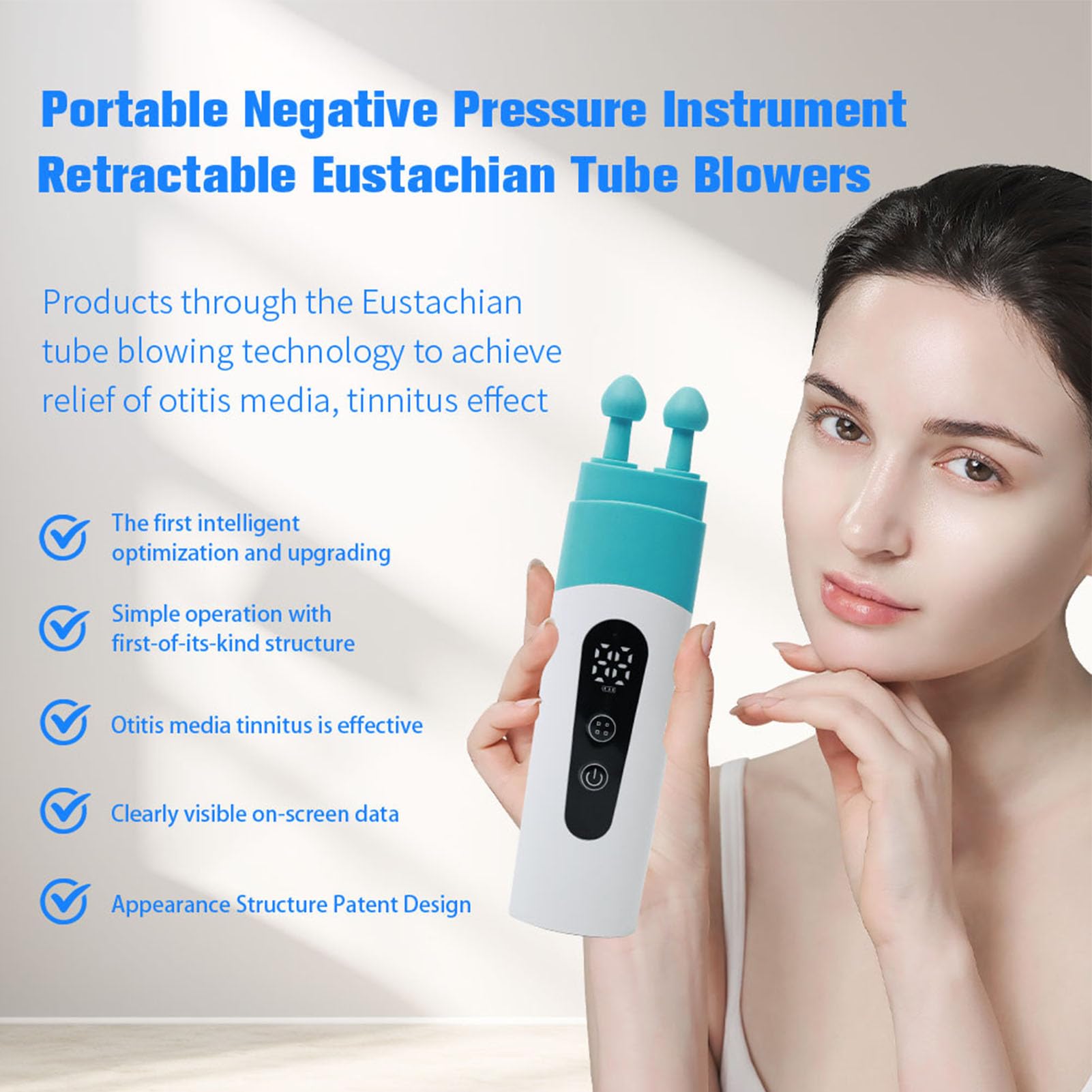 Dispositivo di Pressione 'orecchio Bilanciata Dispositivo di Pressione 'orecchio con Due Teste di Silicone, Adatto per Viaggi Aerei, Immersioni, Alte Quote, Dimensioni Compatte