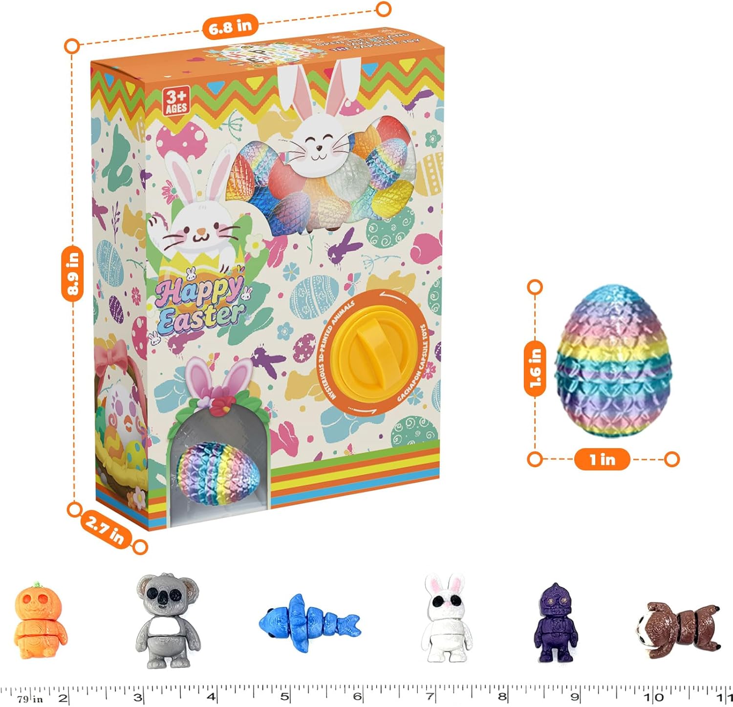 24 Pack Prefilled Easter Eggs with 3D Printed Articulated Animals Inside - Reusable Vending Machine Toy Easter Eggs for Easter Egg Hunt, Party Favor Bags, Gift Filler for Kids
