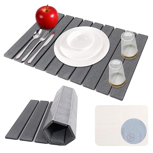 2 Pack Stone Drying Mat for Kitchen Counter, Large Diatomaceous