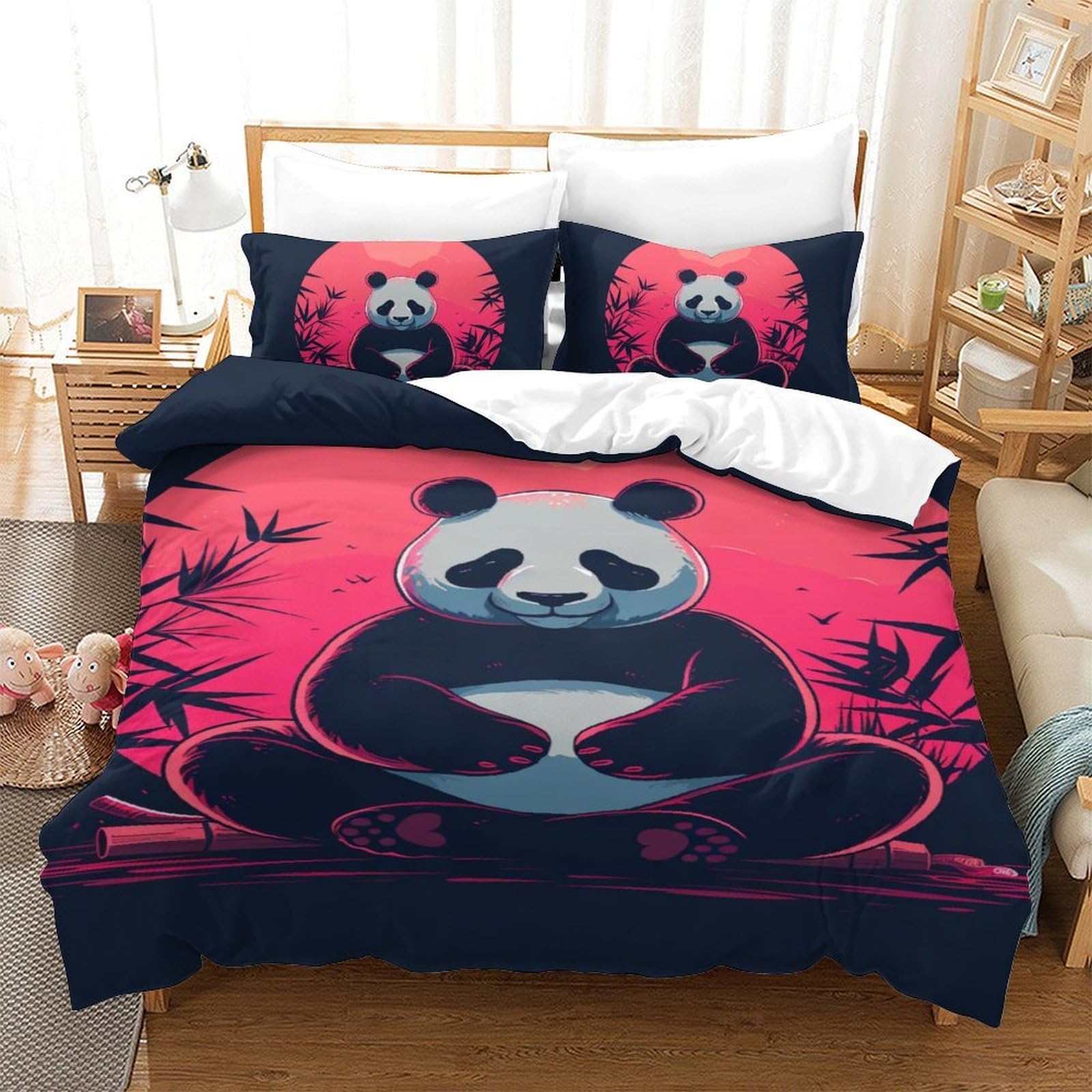 Housse de couette panda 3D avec fermeture éclair pour en finir avec la couette qui glisse
