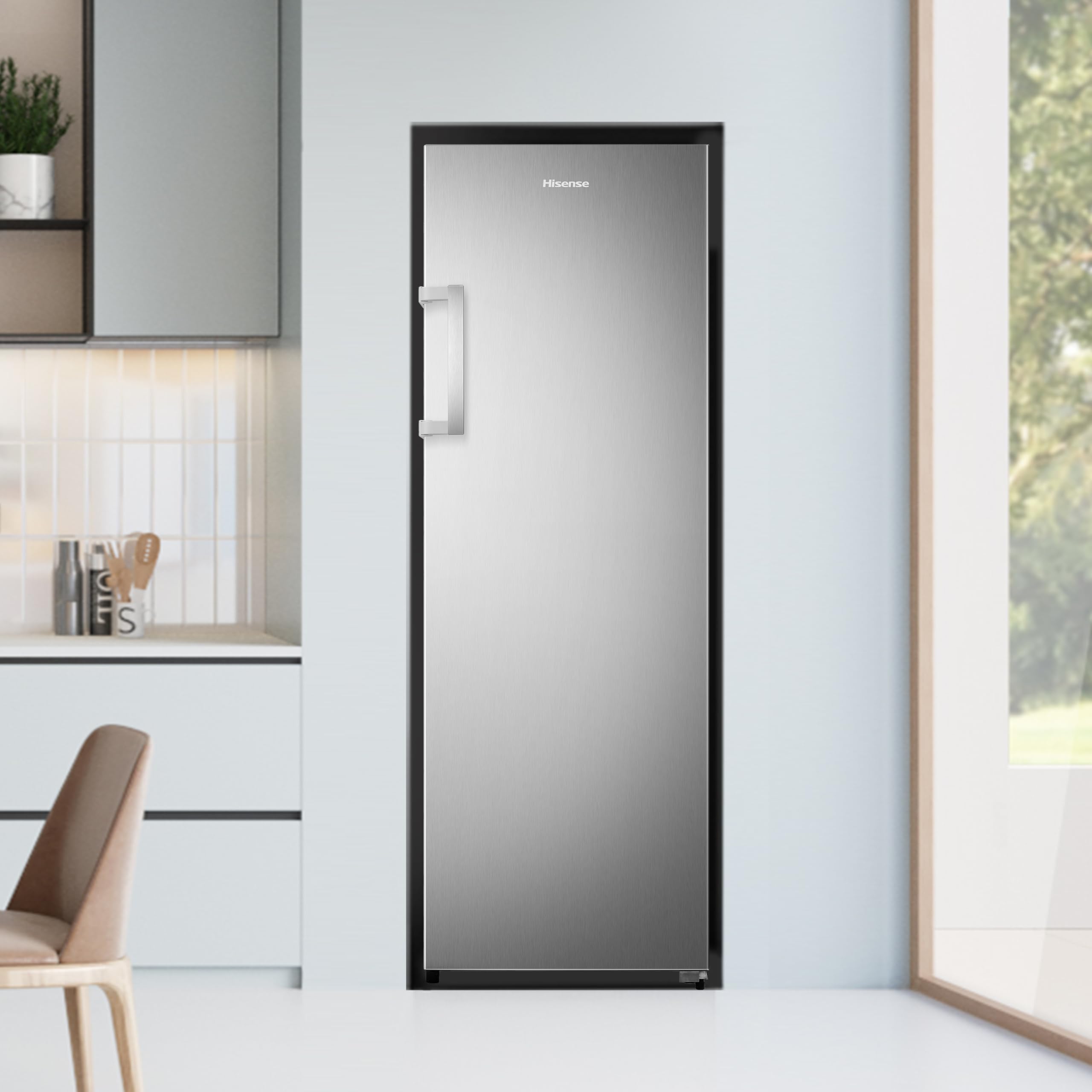 Hisense RL3N319NEIC Kühlschrank/ 172cm hoch/ 322 Liter/Inverter Kompressor/Flaschenhalter/Easy-open Griff/Superkühlen/Multi AirFlow/BxHxT: 59,5×172×60cm/ Silber [Energieklasse C]