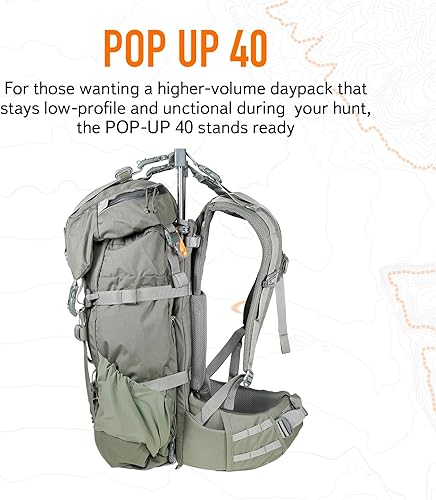 Miniatura 4 de Mystery Ranch Mochila de caza Pop Up 40, resistente a la intemperie, mochila para viajes, senderismo, al aire libre, camping, 40 L, Foliage,