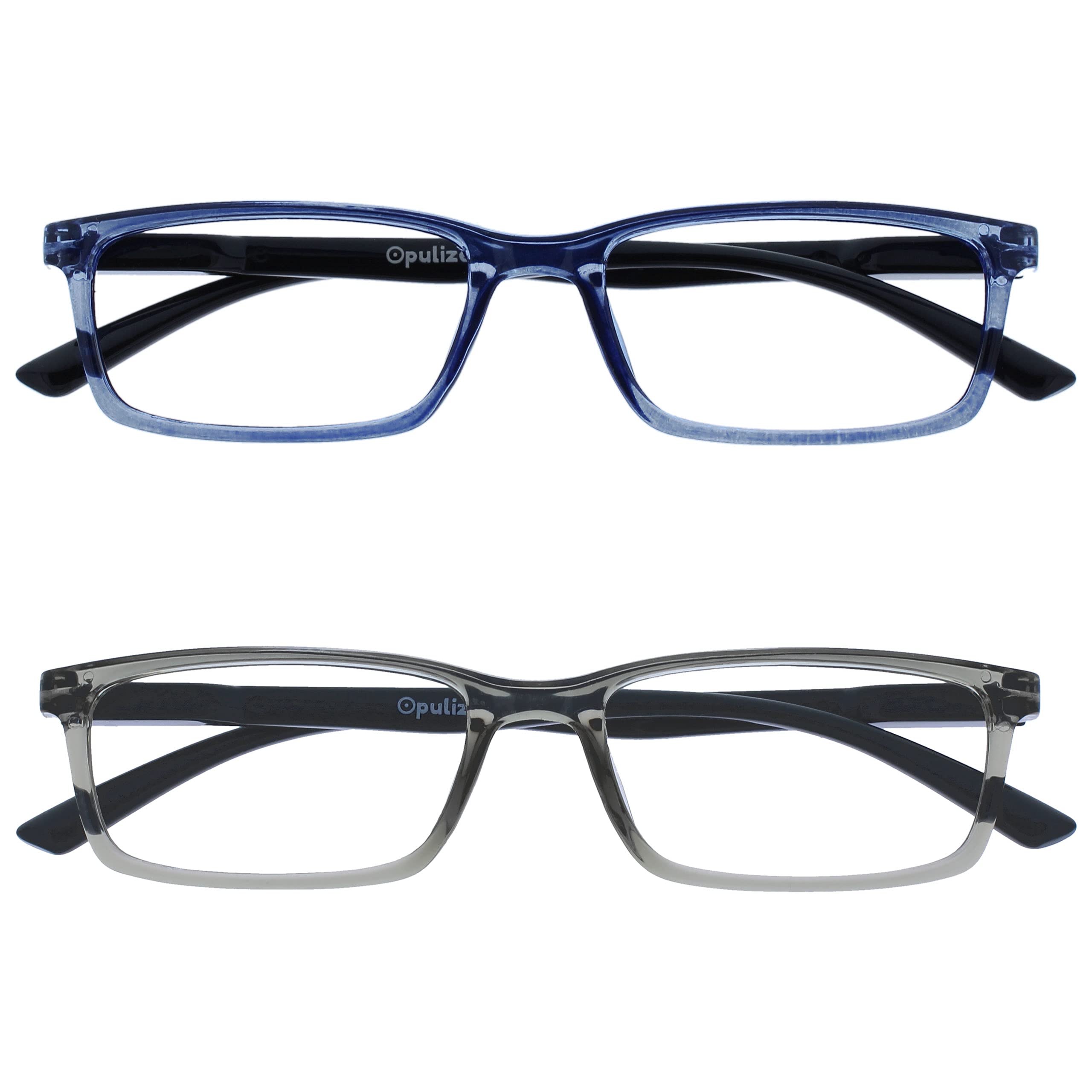 Opulize Blue/Light See 2 Pack Blocking Reading Glasses Grey Computer Gaming Anti Glare Mens Womens Bb9-37 +2.00