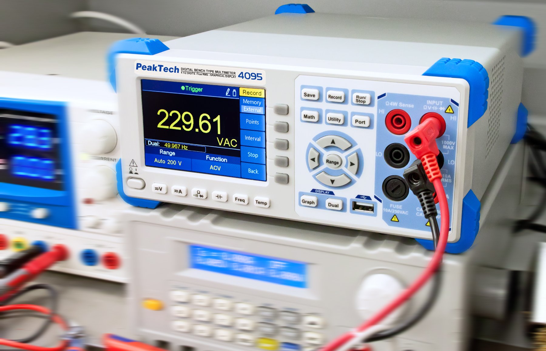 Peaktech 4095 – Multimetro Desktop con Interfaccia Lan e USB, True Rms (Fino a 100 Khz), Rs-232, 60.000 Conteggi, 1 Milione di Punti di Misurazione, Multimetro Digitale - Massimo 150 Valori/Sec.
