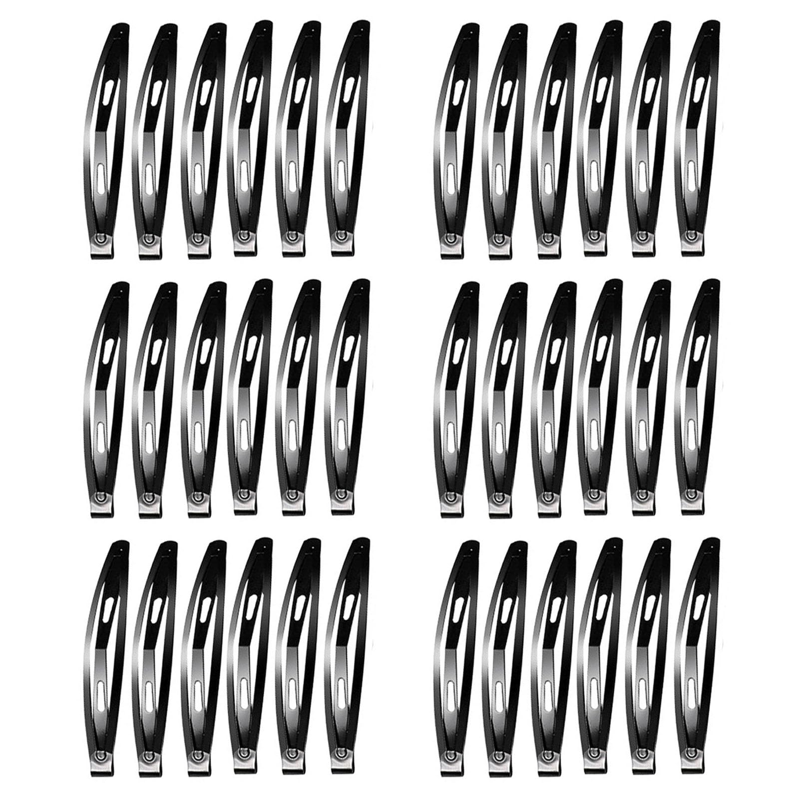 30Pcs Metal Snap Hair Clips Non-slip Snap Hair Slides Hairdressing Black Hair Clips Large Snap Hair Barrettes Bendies Sleepies Hair Clips for Women Girls