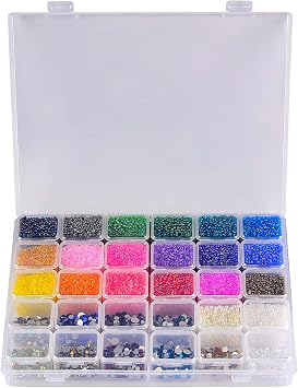 FULLCASE 30-Grid Diamond Painting Storage Box with Clear Containers - Portable Bead Organizer for Diamond Art, Nail Supplies & DIY Crafts Box Only, No Beads