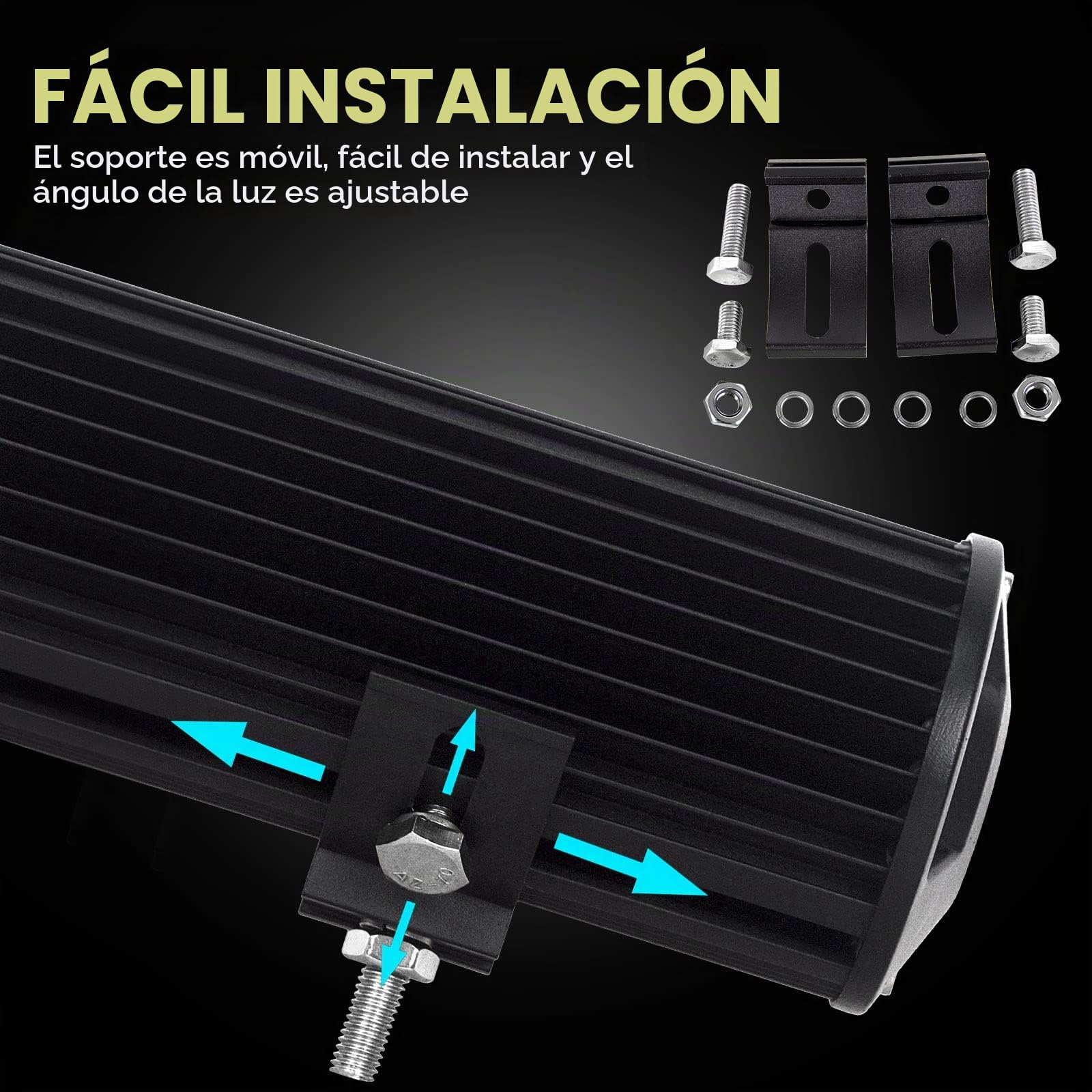 AUXTINGS Barra de Luces LED 20 Pulgadas 510W 4 Filas Foco Combinado de Inundación Todoterreno Con Arnés de Cableado Para Camión Jeep SUV ATV UTV Barco 12V 24V Impermeable
