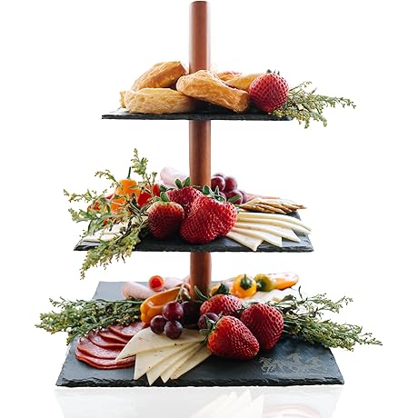 Rustic Space Acacia Tiered Serving Tray Stand