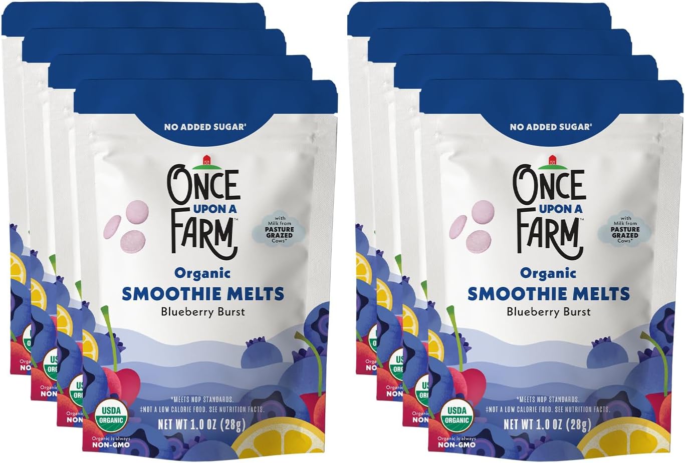 Organic Smoothie Melts with Milk from Pasture Grazed Cows, Blueberry Burst, Non GMO, Kosher, 1 Ounces (Pack of 8)