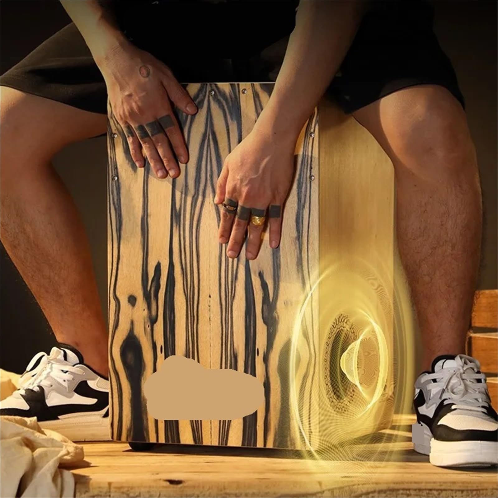 Cajon Cajon in legno massello, tamburo a scatola professionale, tamburello portatile for principianti, strumento musicale da meditazione(Zebrawood 49CN)