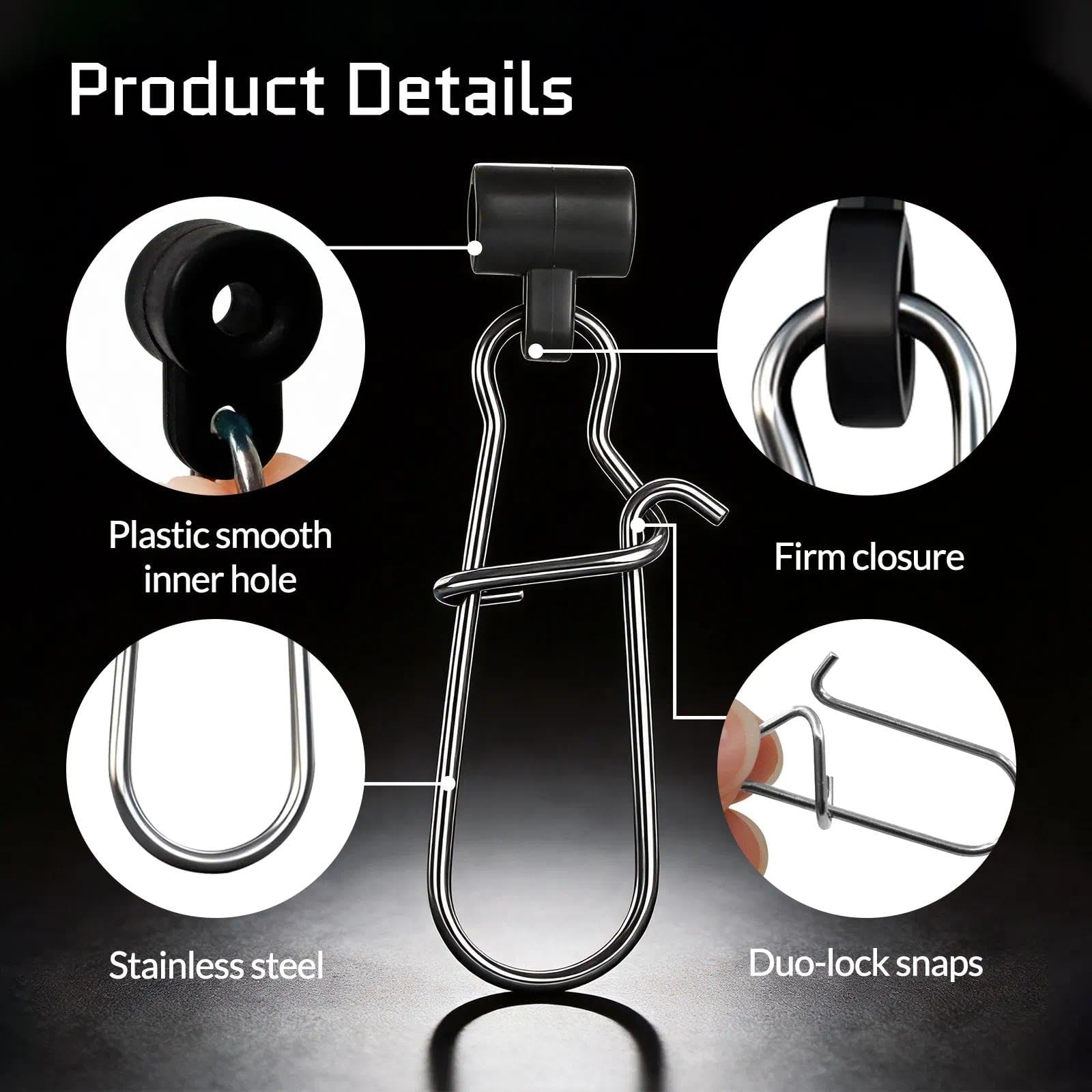 FishTrip Diapositivas de plomada para aparejos de pesca, 25 broches de bloqueo doble para línea de pesca, pesos resistentes, plomos, accesorios de conector de agua salada (mezcla de color_S#_100