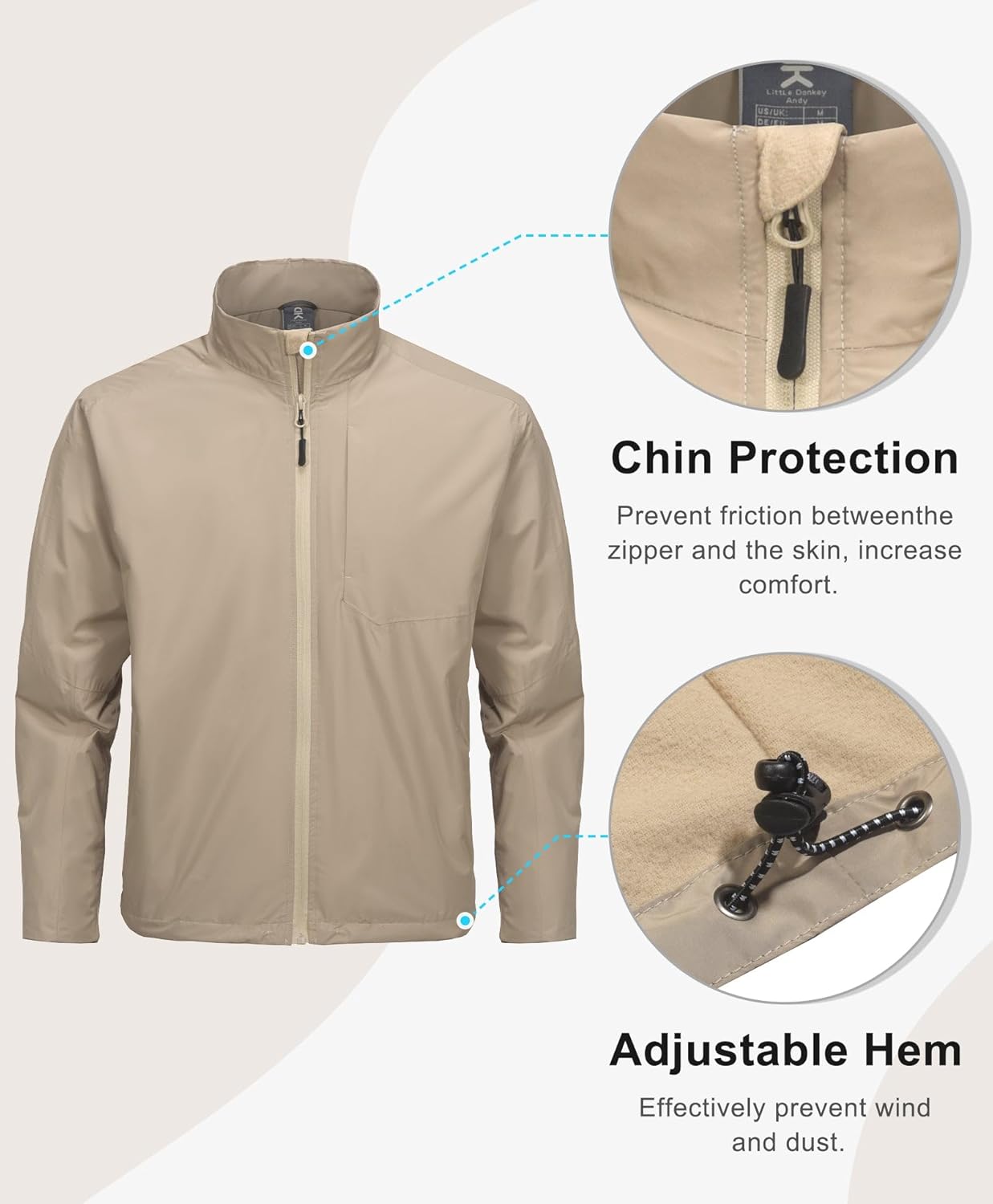 Little Donkey Andy Men's Golf Windbreaker Lightweight Jacket Warm Fleece Lined Water-Resistant Zip Up Winter Coat Jackets - Image 3