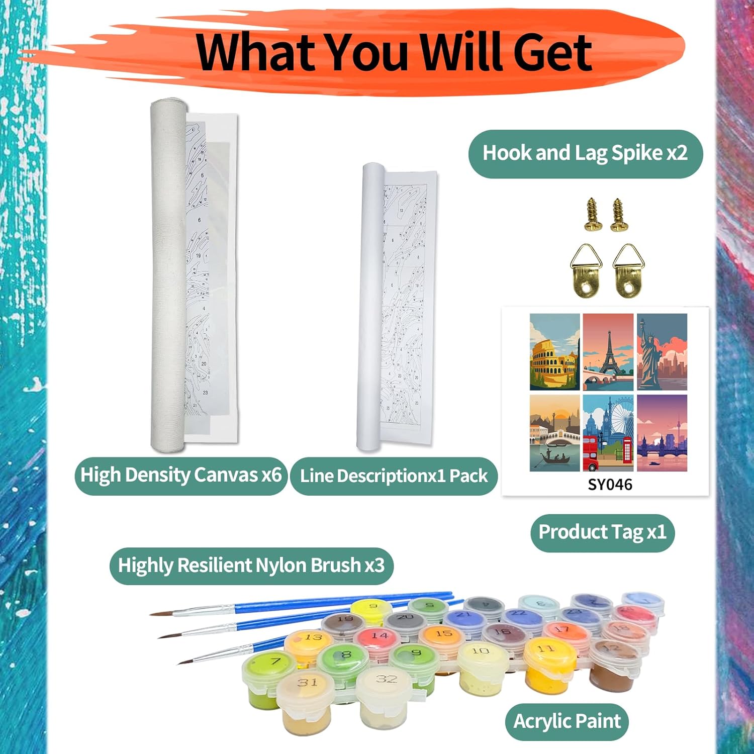 NAEGV Paint by Numbers for Adults, Tony Grove Lake, Utah Craft Kit for Kids Beginners with Brushes and Acrylic Paint, 40 x 50 cm