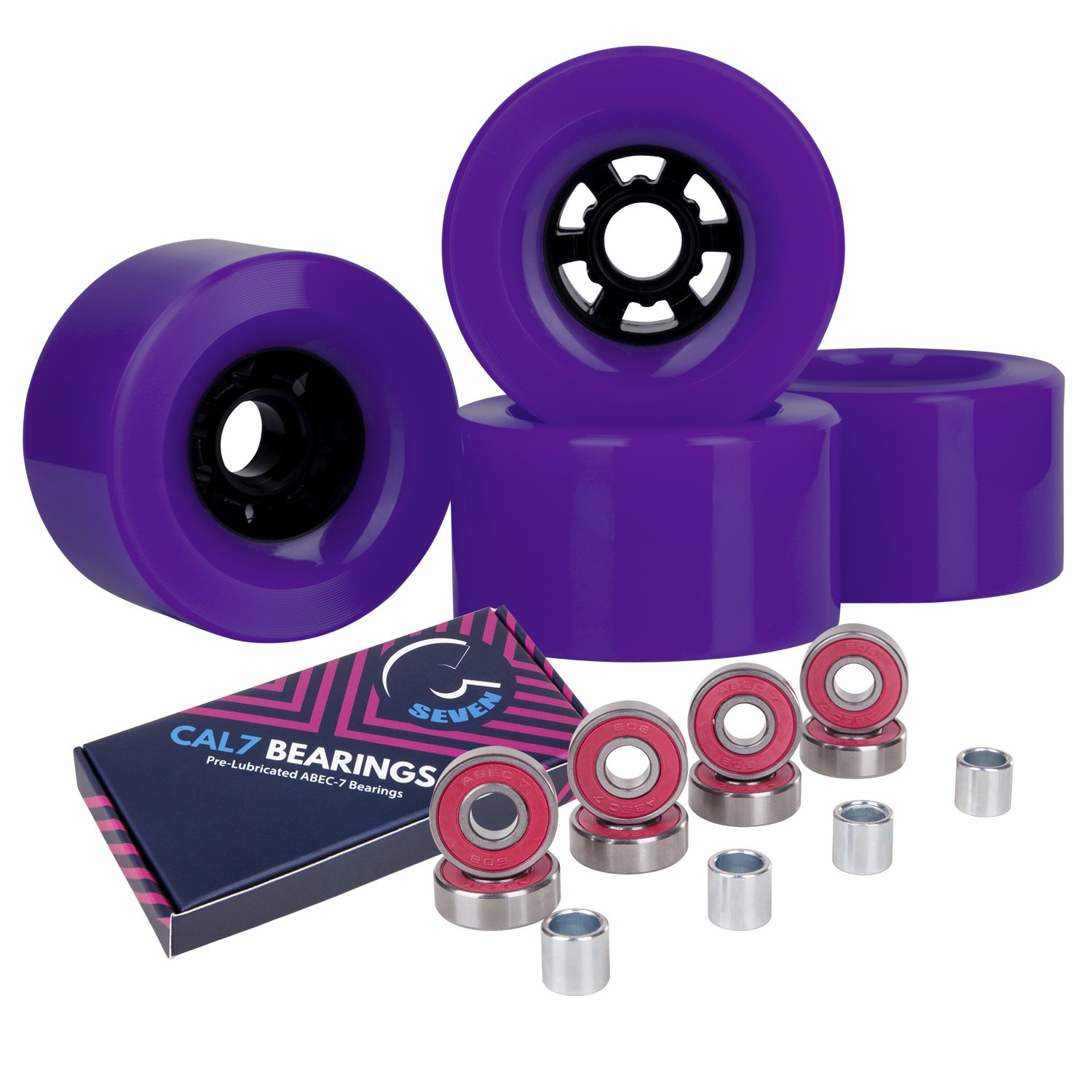 Cal 7 90mm 78A Cruiser Skateboard Wheels, Longboard Flywheel (Solid Purple)
