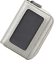 Vista 6 de GOIACII Cartera pequeña de cuero genuino para mujer, con bloqueo RFID para tarjetas de crédito