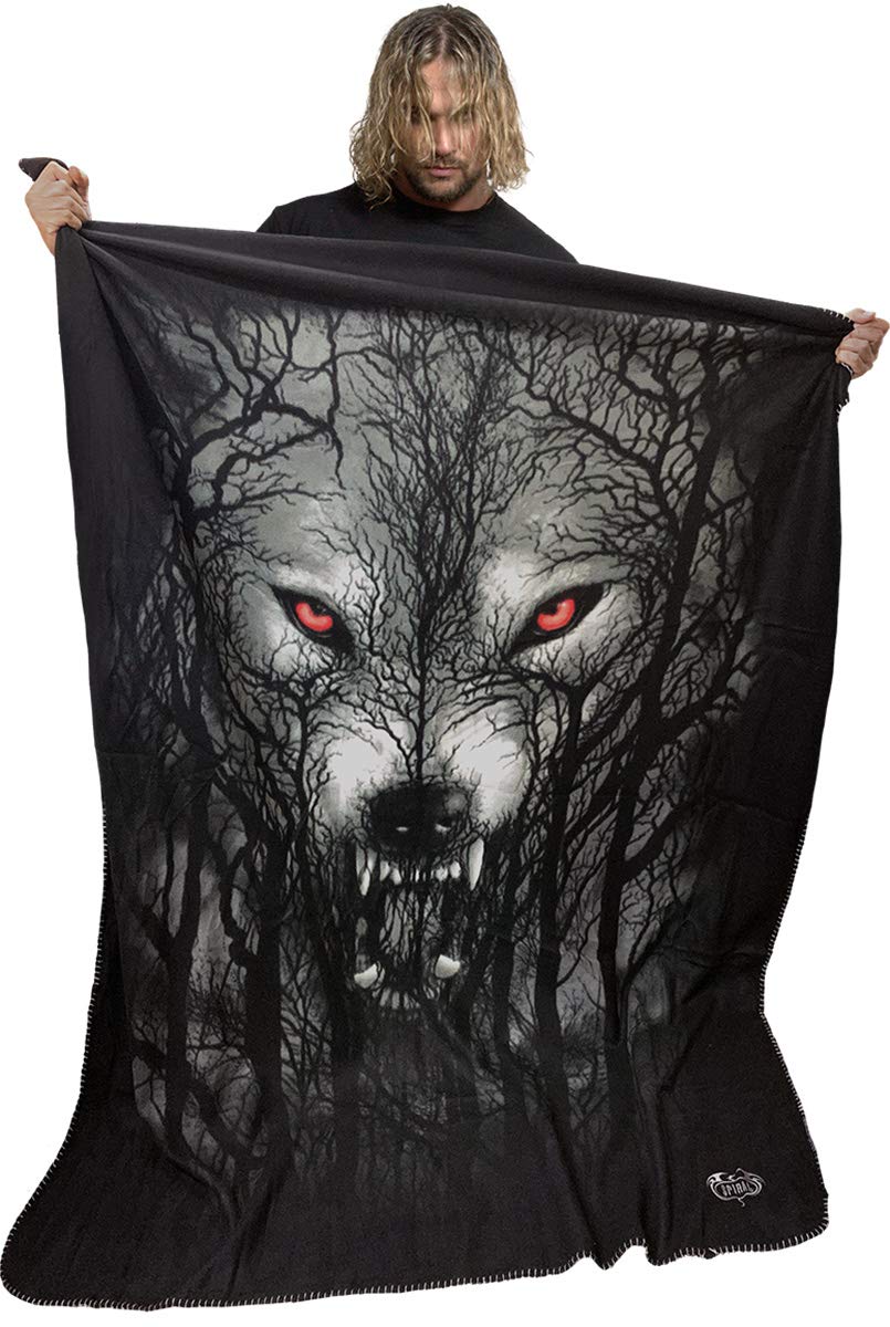 Spiral - Forest Wolf - Fleece Blanket with Double Sided Print - L