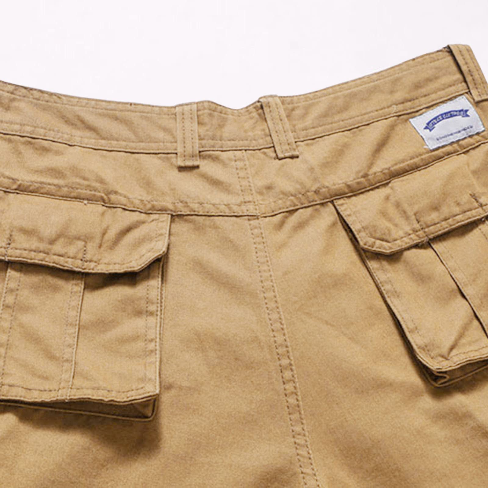 Bermuda Militaire Homme-Pantalon Court décontracté pour Hommes Couleur Unie décontracté Droit Court Bouton Poche Cargo Pantalon Confortable été Court