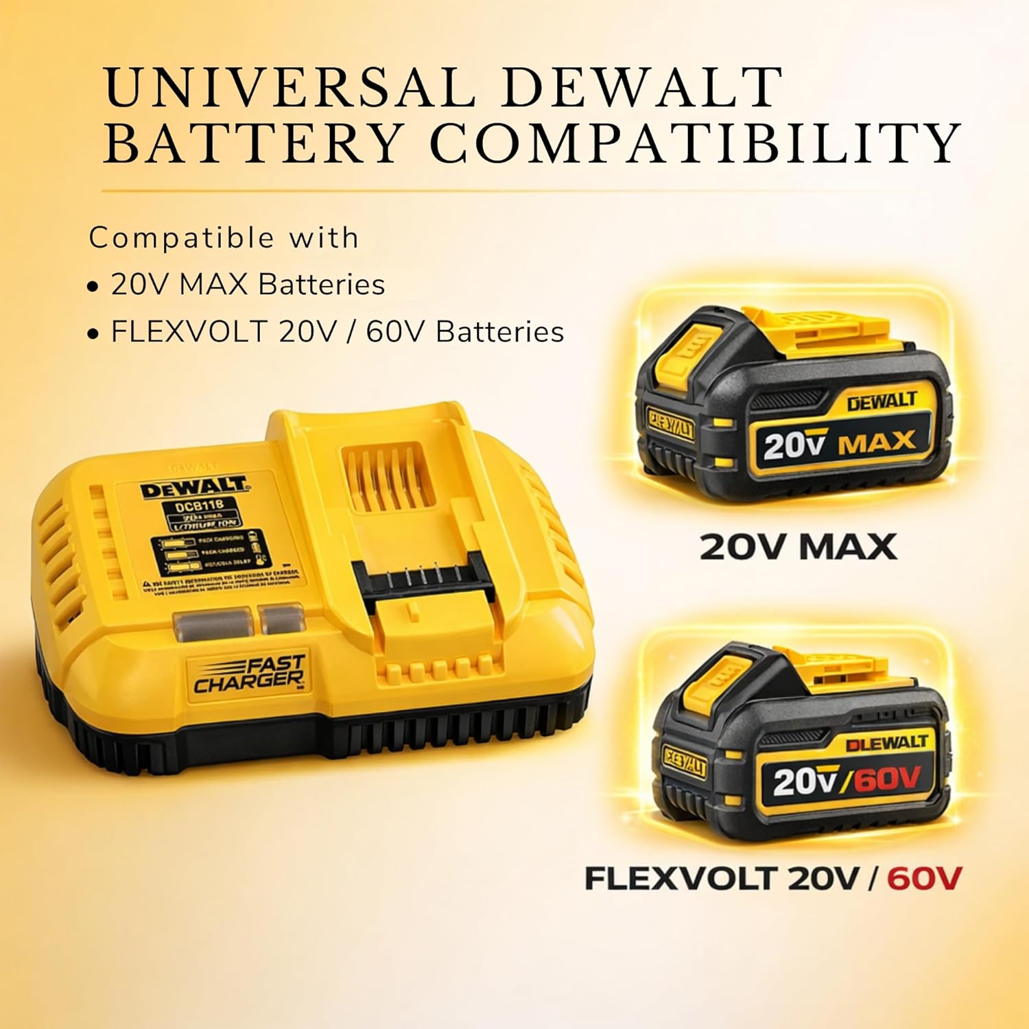 20V MAX/Flex Volt Lithium-Ion, Fan Cooled Rapid Battery Charger (DCB118)
