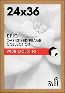 Americanflat 24x36 Poster Frame with Polished Plexiglass - Wide Picture Frames Made of Engineered Wood for Vertical or Horizontal Wall Display - Epic Collection - Dark Oak