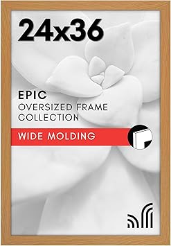 Americanflat 24x36 Poster Frame with Polished Plexiglass - Wide Picture Frames Made of Engineered Wood for Vertical or Horizontal Wall Display - Epic Collection - Dark Oak