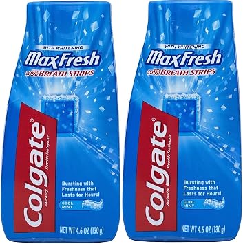 Colgate Max Fresh Liquid Toothpaste with Mini Breath Strips, Cool Mint, 4.6 oz Packaging May Vary Pack of 2