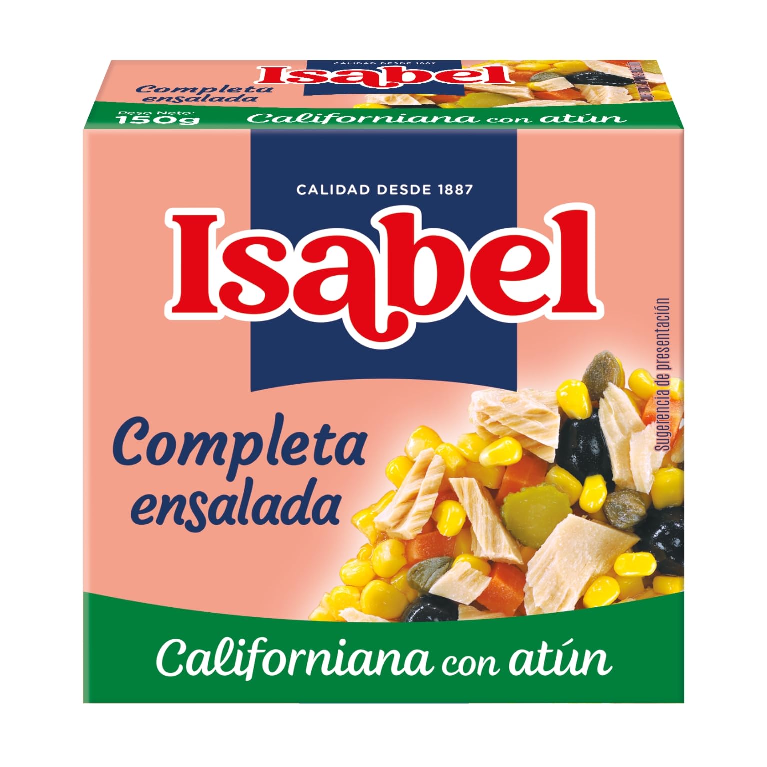 Isabel Ensalada completa californiana con atún, 1 pack de 3 latas de 150gr