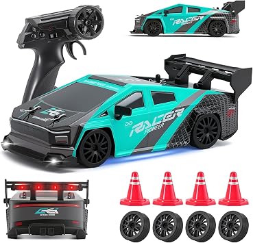 RC Drift Car, 124 Scale Remote Control Vehicle for Kids,2.4GHz 20KM/H 4WD High Speed RC Cars with LED Light, Two Batteries & Drifting Tires Racing Sport Toy Cars for Adults Boys Girls Kids 8603CY