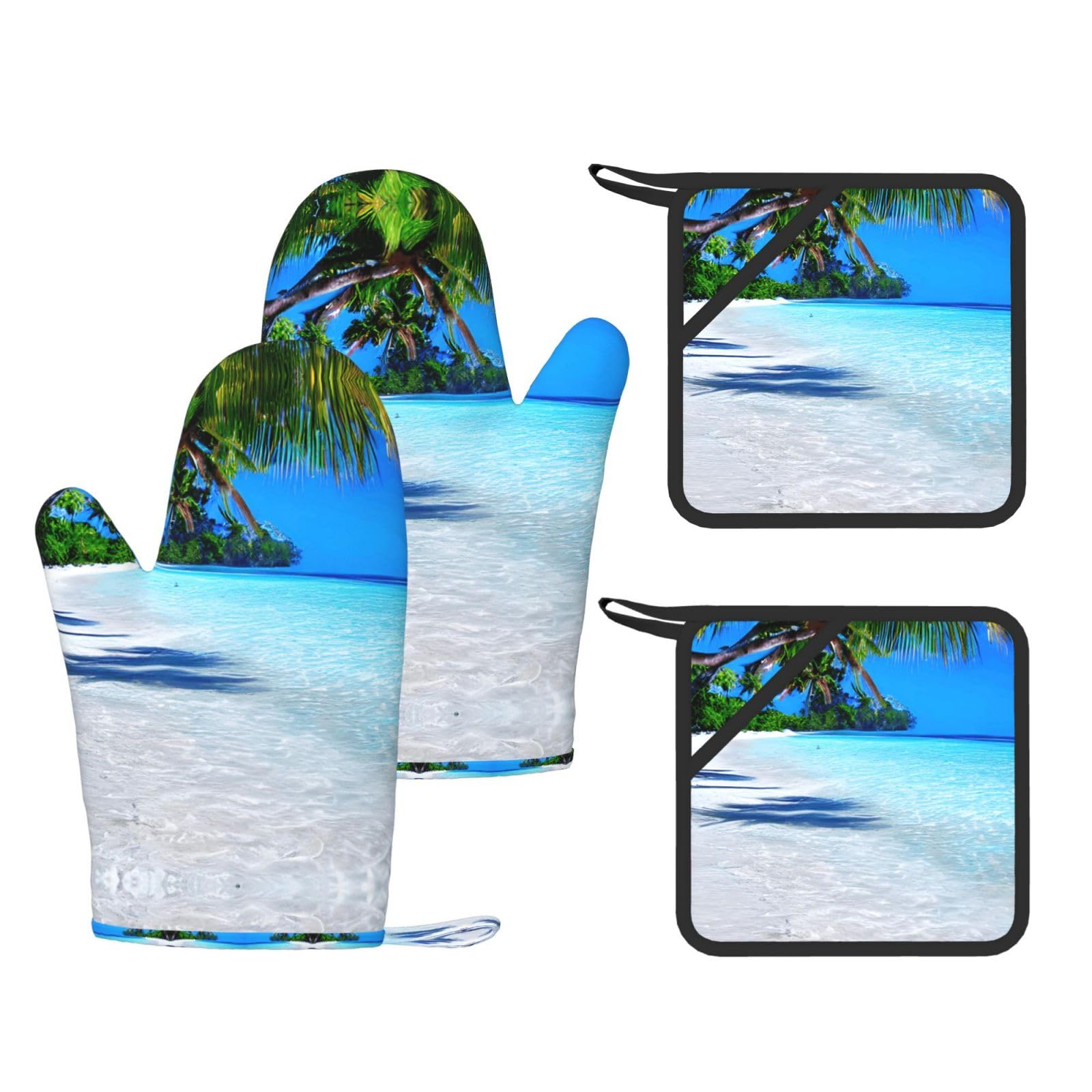 Maniques et maniques en silicone thermorésistant motif océan azur