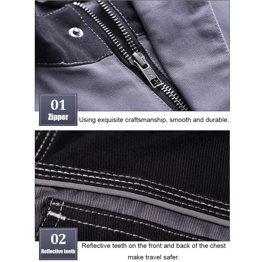 Chaqueta De Trabajo, Ropa De Trabajo para Hombre, Tira Reflectante Anti-Quemaduras Resistente A Las Manchas Soldador, Electricista, Jardín, Fábrica, Construcción, Reparación De Automóviles,B,L