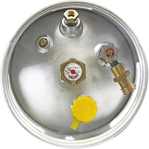 Miniatura 5 de Flame King tanque de propano de aluminio de 33.5 lb para montacargas con manómetro, cumple con DOT y TC, diseño resistente y liviano