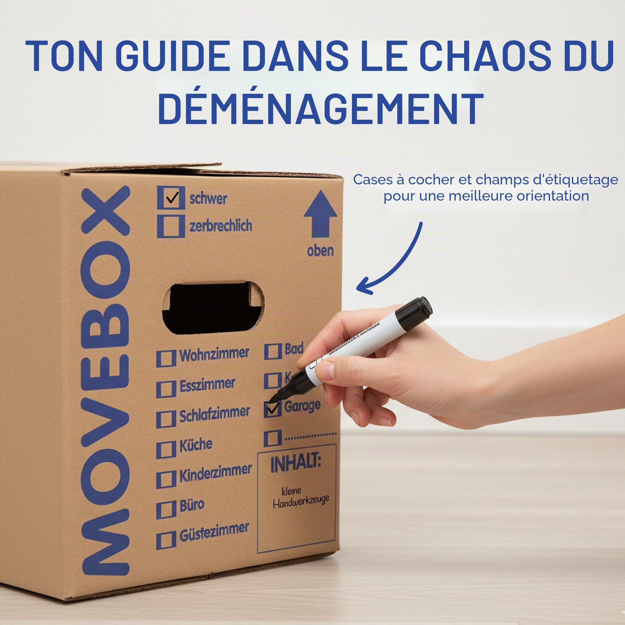 Lot de 20 Boîtes carton de déménagement stockage livres 634 x 290 x 326 mm 40 kg capacité de charge pour expédition avec poignées, rangement et emballage, réutilisables