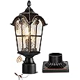 Dusk to Dawn Outdoor Post Light for Garden Entryway Backyard Patio, 2 Pack Waterproof Aluminum Post Lantern Fixture, Outside Pole Lamp Post Light with Water Ripple Glass
