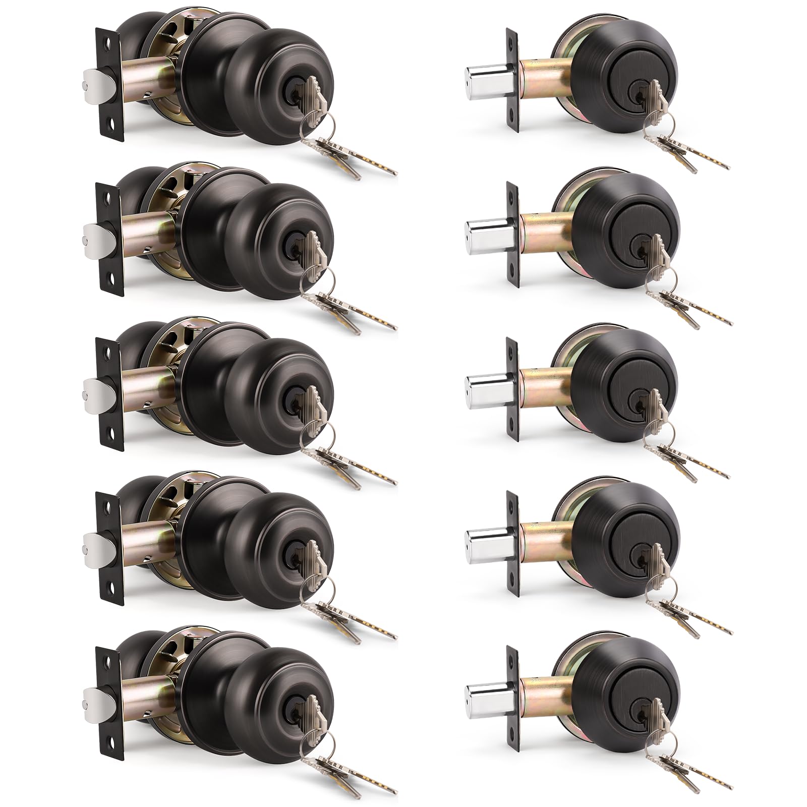 KNOBWELL Matte Black Door Knobs - Keyed Entry Set -14