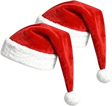 Newthinking Christmas Hats for Adults, 2 Pack Soft Plush Thicken Santa Hat with Lining for Christmas New Year Festive Party
