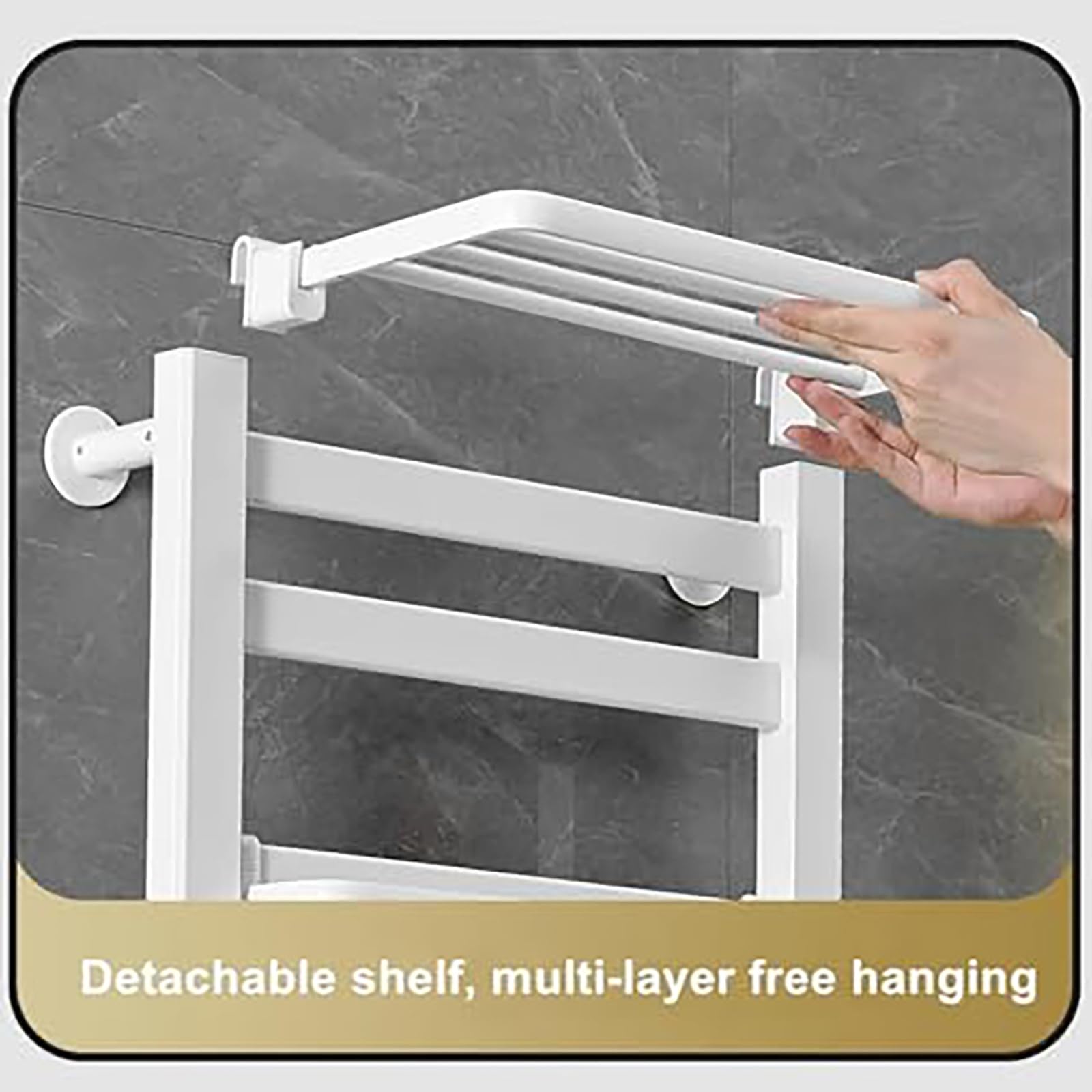 Toallero eléctrico con calefacción, calentador de toallas de pared con pantalla táctil digital, termostato de 35-60 °C, temporizador de 0-8 horas, aluminio, impermeable, para baño