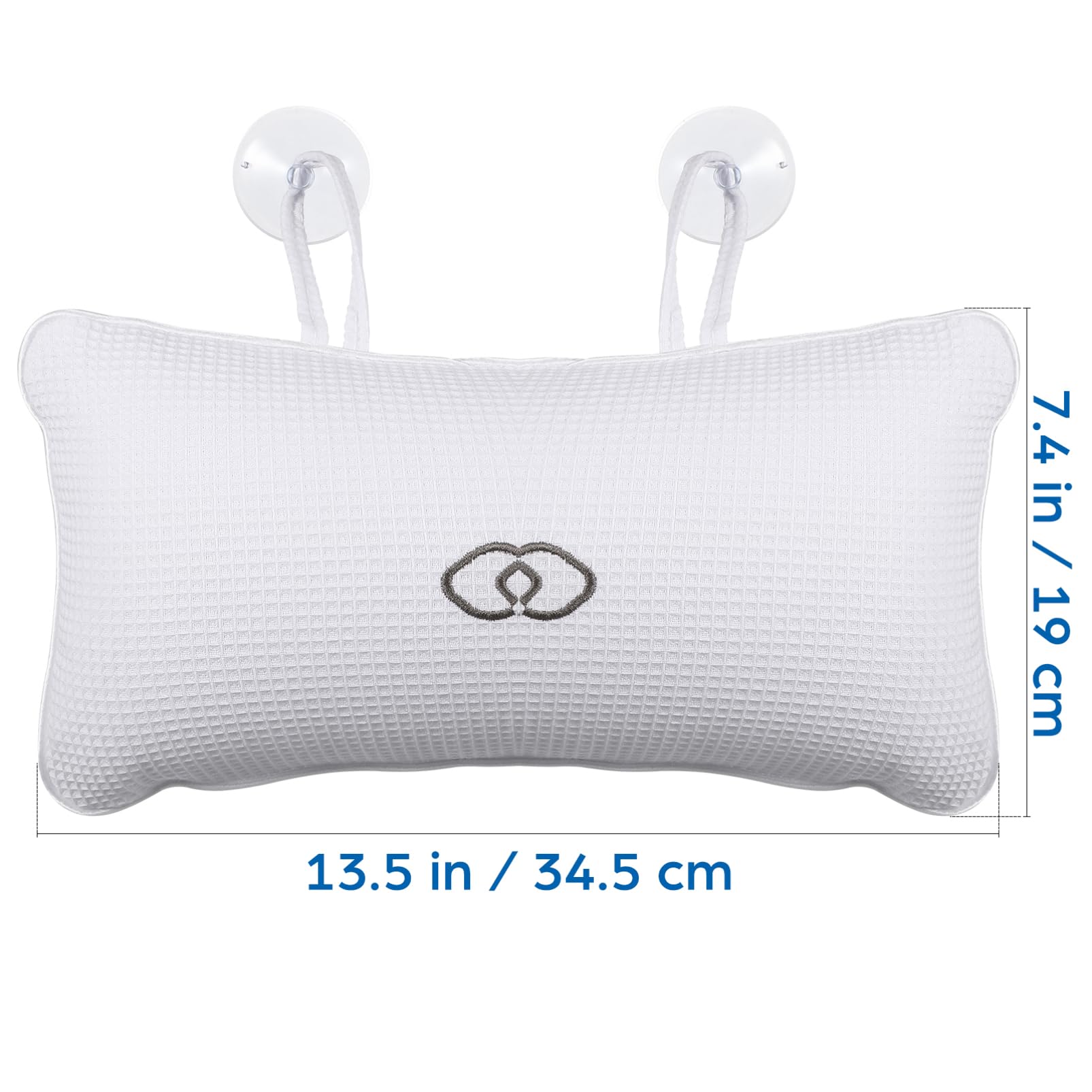 CALLARON Bathroom Bath Pillow with PVC Air Bags Slip Bathtub Cushion for Head and Neck Support Spa Bath Accessory with Suction Cups White