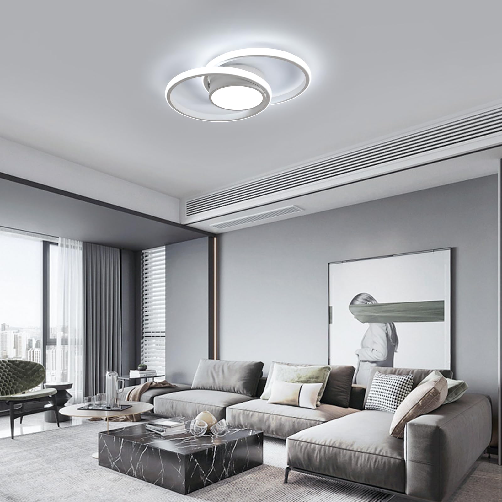 Plafoniera LED Soffitto Dimmerabile 3000K-6500K, 40W 4500LM Lampada da Soffitto Moderna con Telecomando, Lampadario Rotondo LED Bianco in Acrilico per Soggiorno, Camera da Letto, Ufficio