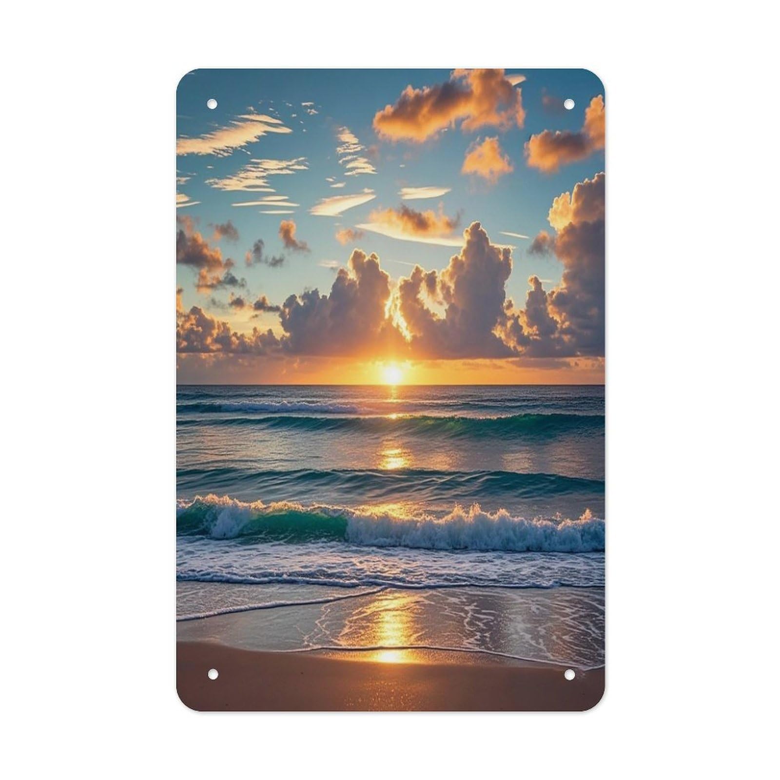 LZQPOEAS Beach Maui Hawaii Sunset Wall Art Personalized Garage Sign Funny Metal Wall Art Poster Outdoor Custom Sign Wall Decor Aesthetic for Room Bedroom Living Room Bathroom 12 X 8 Inch