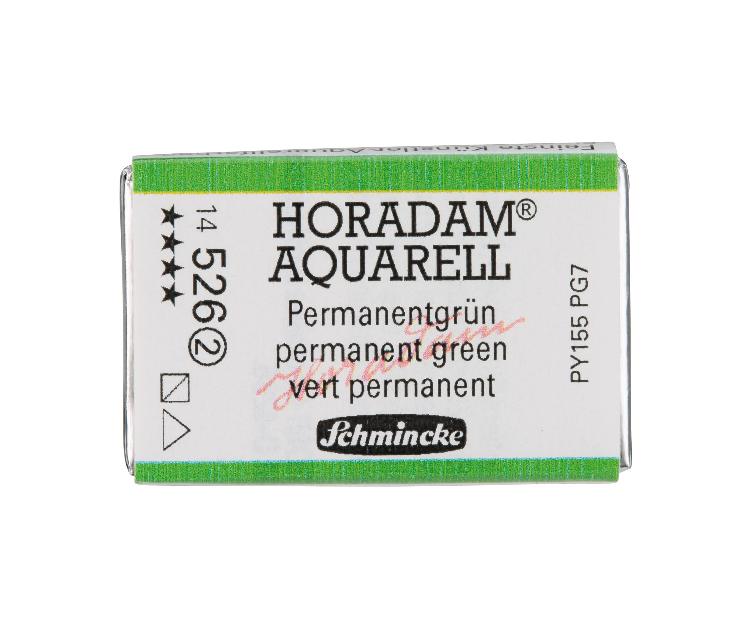 Schmincke - HORADAM® AQUARELL - acuarelas para artistas, 526 verde permanente, 14 526 043, 1/1 godet