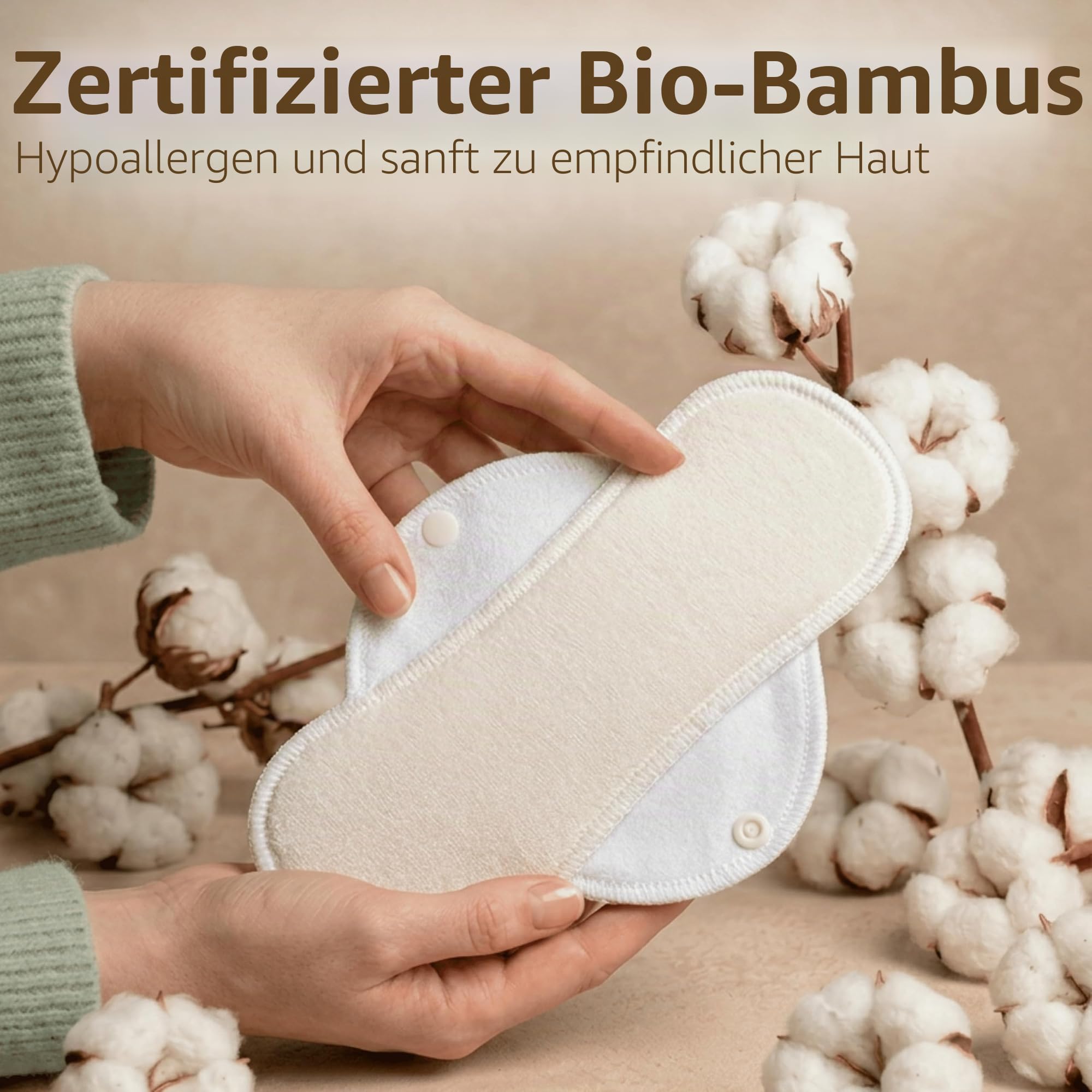 Made in EU – Waschbare Stoffbinden aus Bio-Viskose, für leichte bis starke Tage & Inkontinenz (Mehrfach-Set S-XL) – Atmungsaktiv mit sicherem Halt; hautfreundliche, wiederverwendbare Periodenbinden
