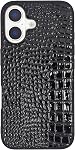 for iPhone 16 Pro Max Case for Women, Crocodile Synthetic Patent Leather Cover, Classic Fashion for iPhone16 Pro Max 2024 6.9 inch - Black