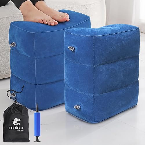 Reposapiés inflable para avión con bomba de mano y bolsa de transporte, reposapiés de viaje Extensor de silla de avión para niños, cama de avión