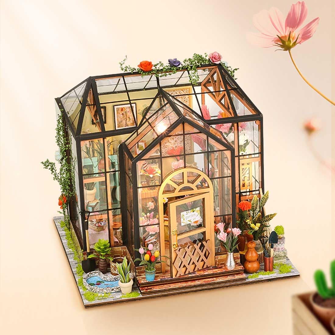 3D Mini Greenhouse Building Kit,Decoration Display for Shelf