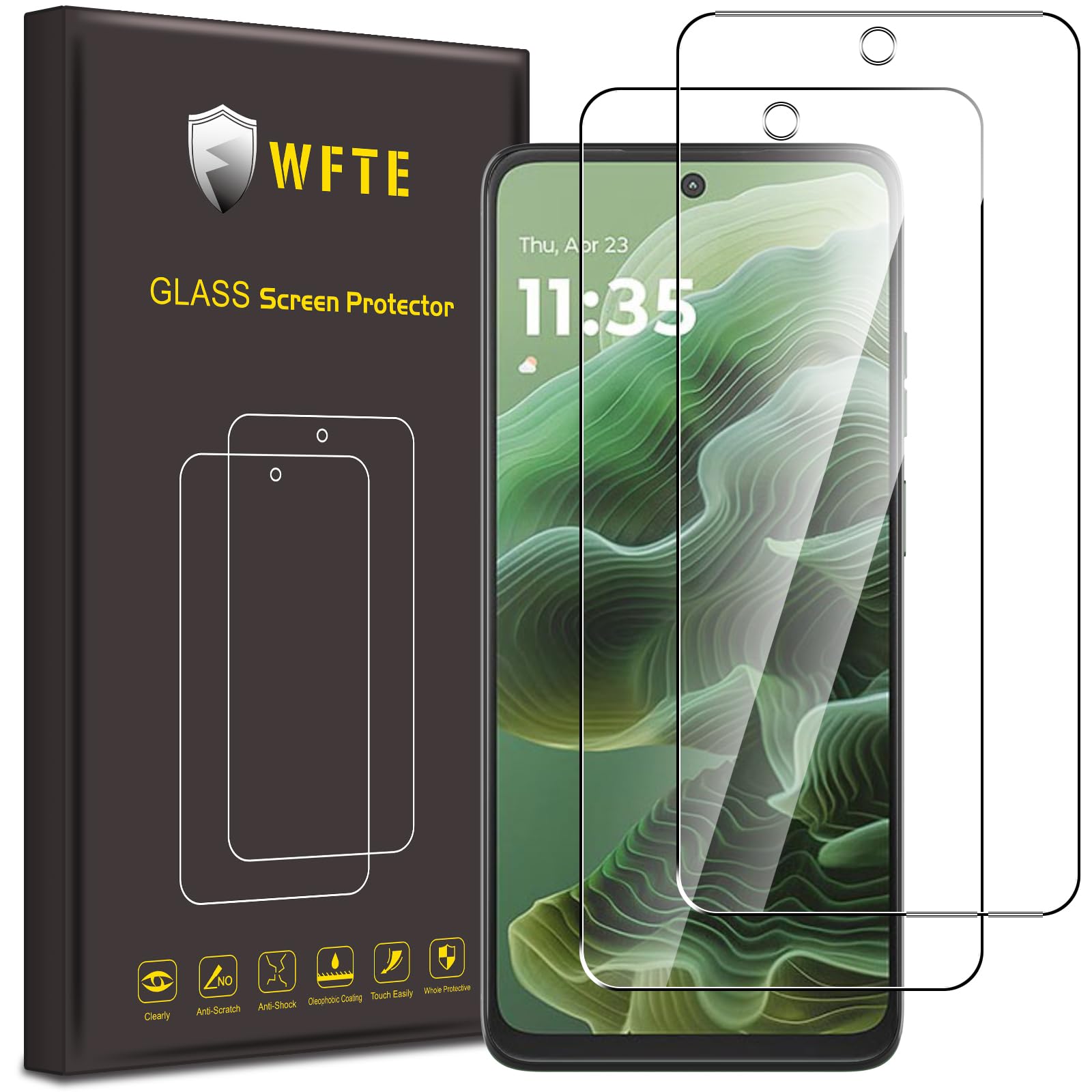 WFTE [2 Stück Schutzfolie für Motorola Moto G35 5G Panzerglas Glasfolie 9H Härte, Anti-Kratzen, Anti-Bläschen Displayschutzfolien Panzer Schutz Glas für Moto G35
