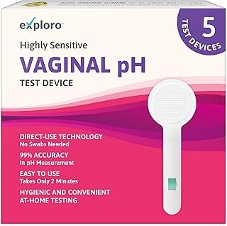 Exploro Vaginal Health pH Test Devices Feminine pH Test, Monitor Vaginal Intimate Health & Prevent Infection, Accurate Acidity & Alkalinity Balanced Vaginal Test, BV Test, Vaginal Yeast Test Pack of 5
