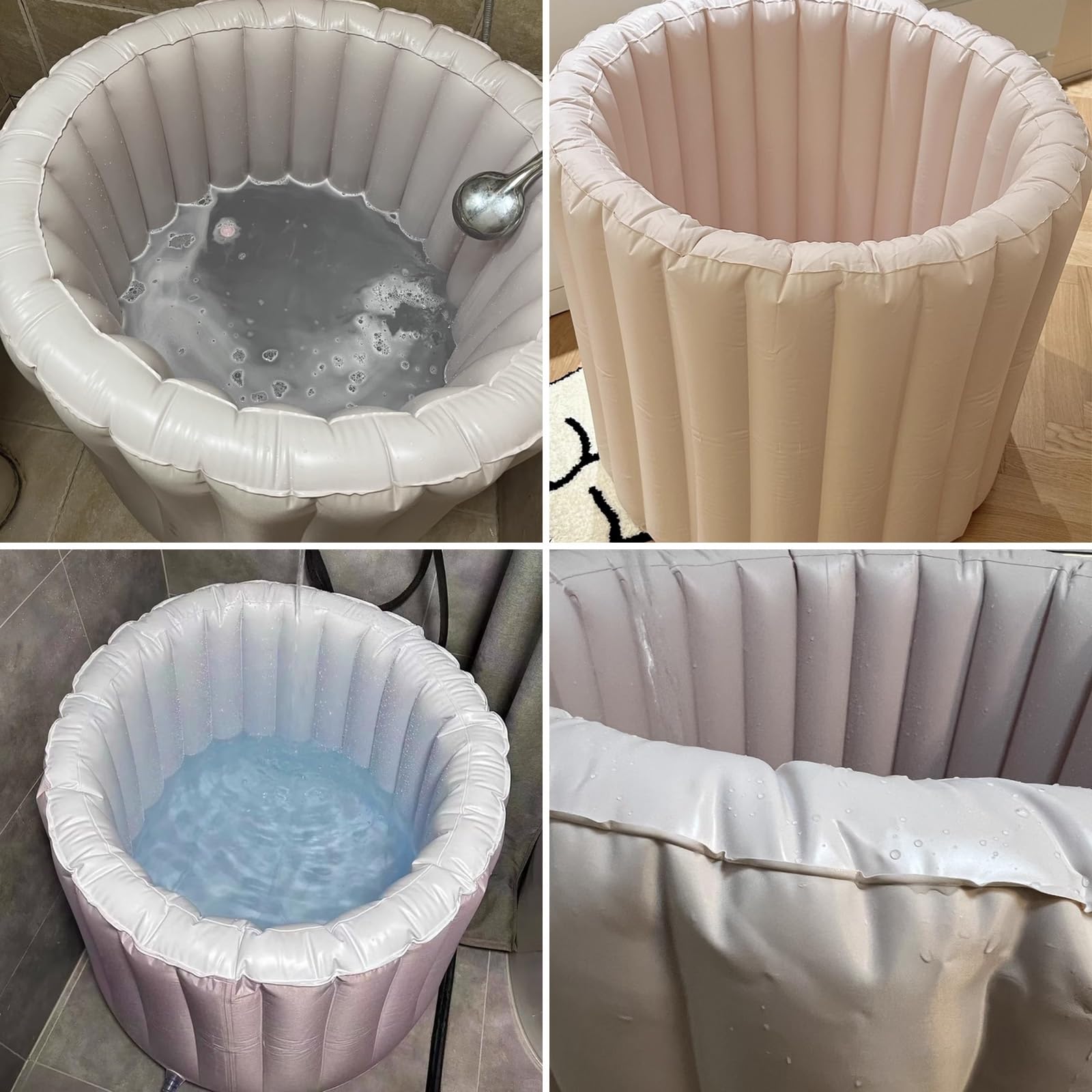 Aufblasbare Badewanne Erwachsene Rund, Tragbare Badewanne, Schnell Aufblasen, Einteiliges Formteil, Gute Wärmedämmung, Ideal für Heißes Bad, Eisbad