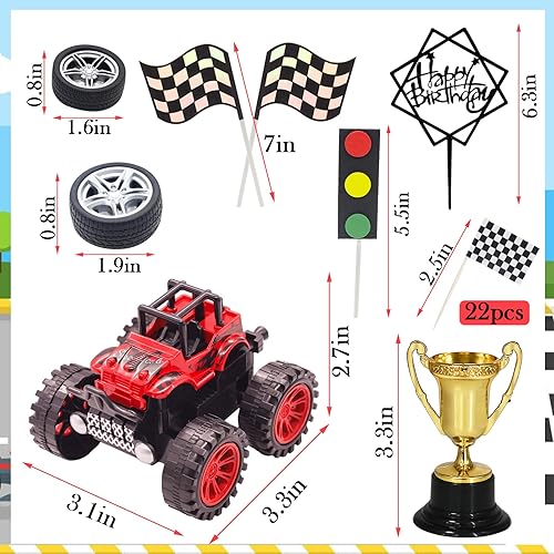 Miniatura 2 de MEMOVAN Decoración para tartas de camionetas, 30 unidades, decoración para tartas de camión, auto de carreras, decoración para magdalenas para