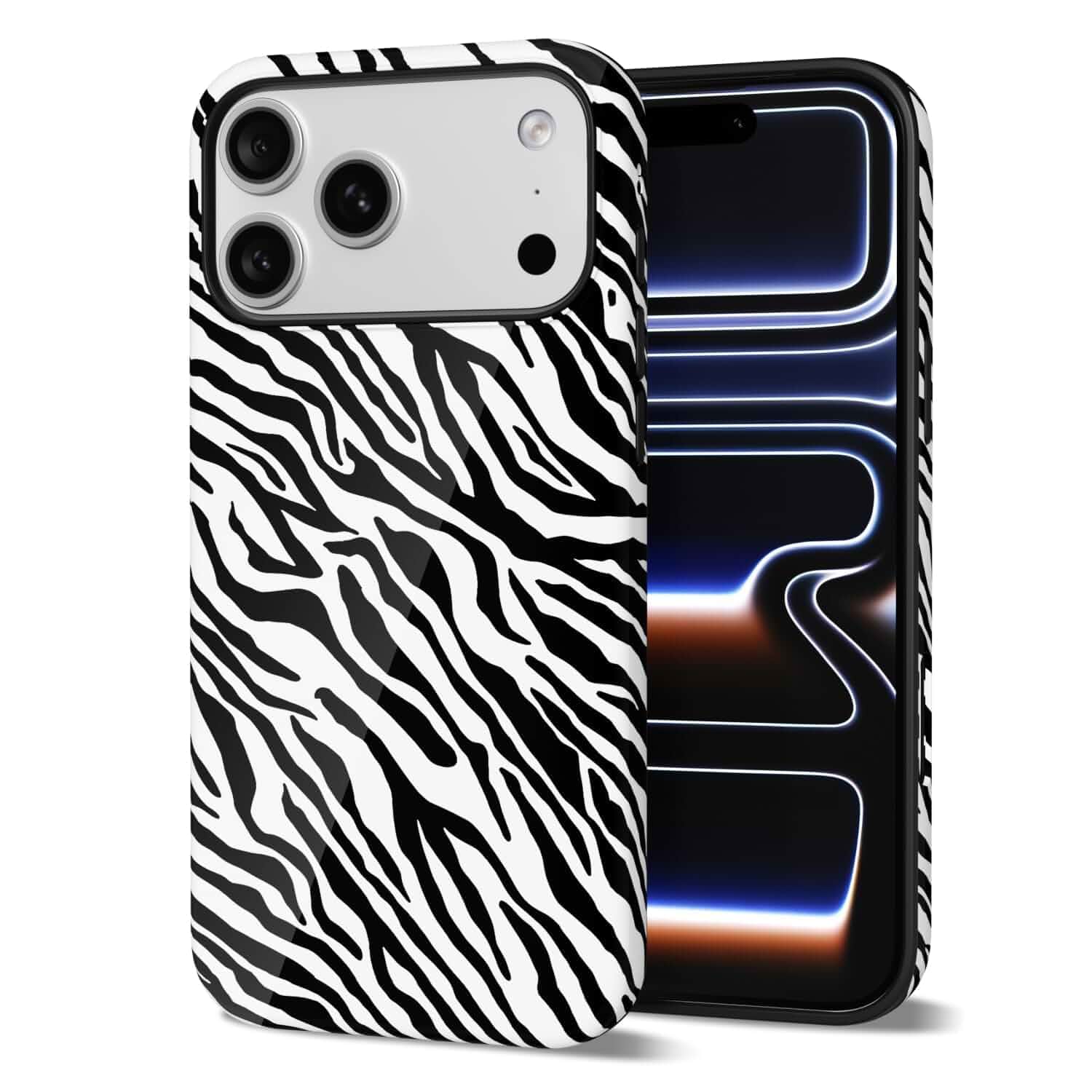 Svanove Zebra Print Phone Case for iPhone 17 Pro Max/ 18 Pro Max Case Girly, Cute Zebra Case for Women Girls, Luxury Trendy Retro Fashion Animal Print Design, Aesthetic Pattern Hard Cover, Black Solid