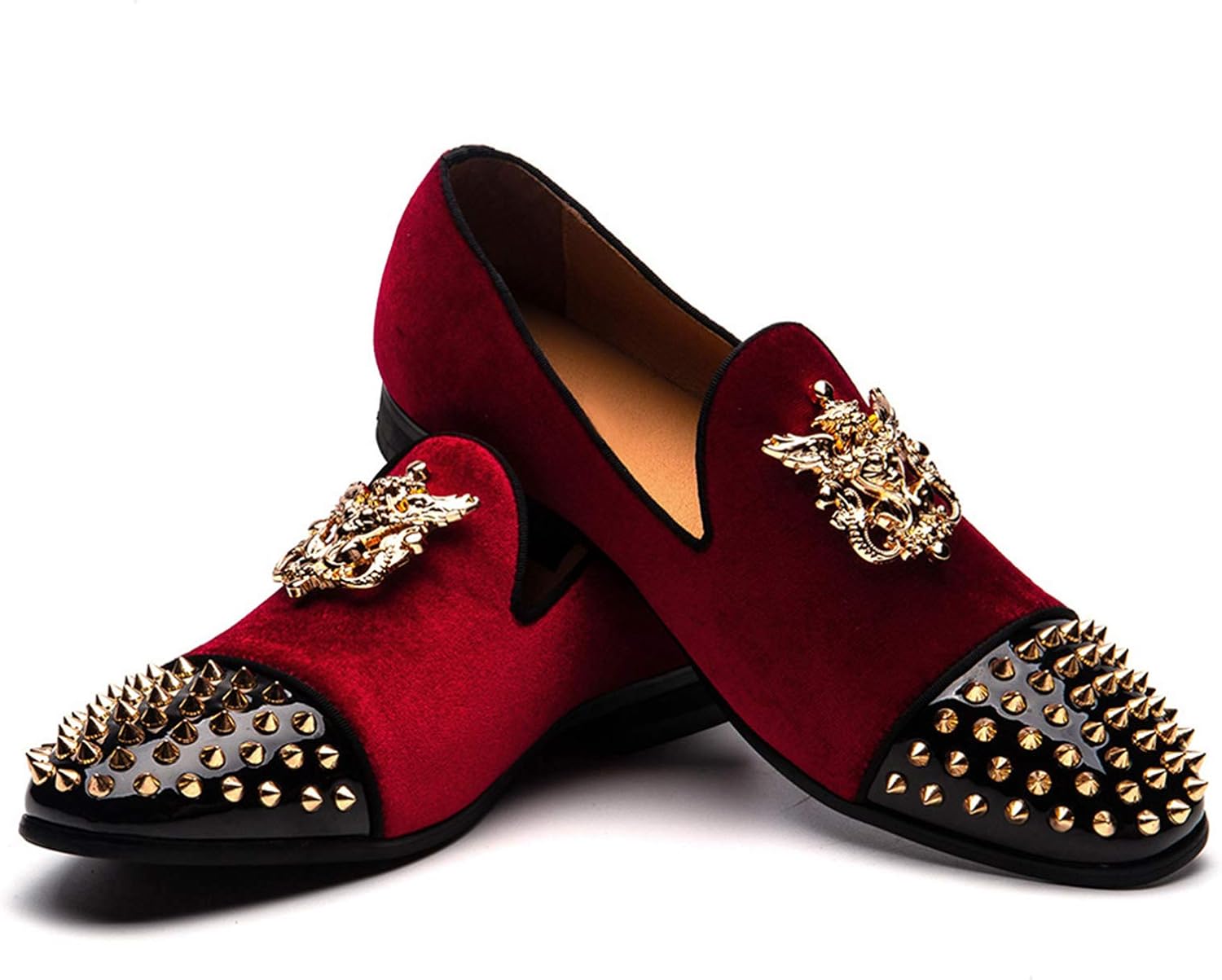 Men Genuine Leather Mens Metallic Textured Slip-on Glitter Loafers Shoes