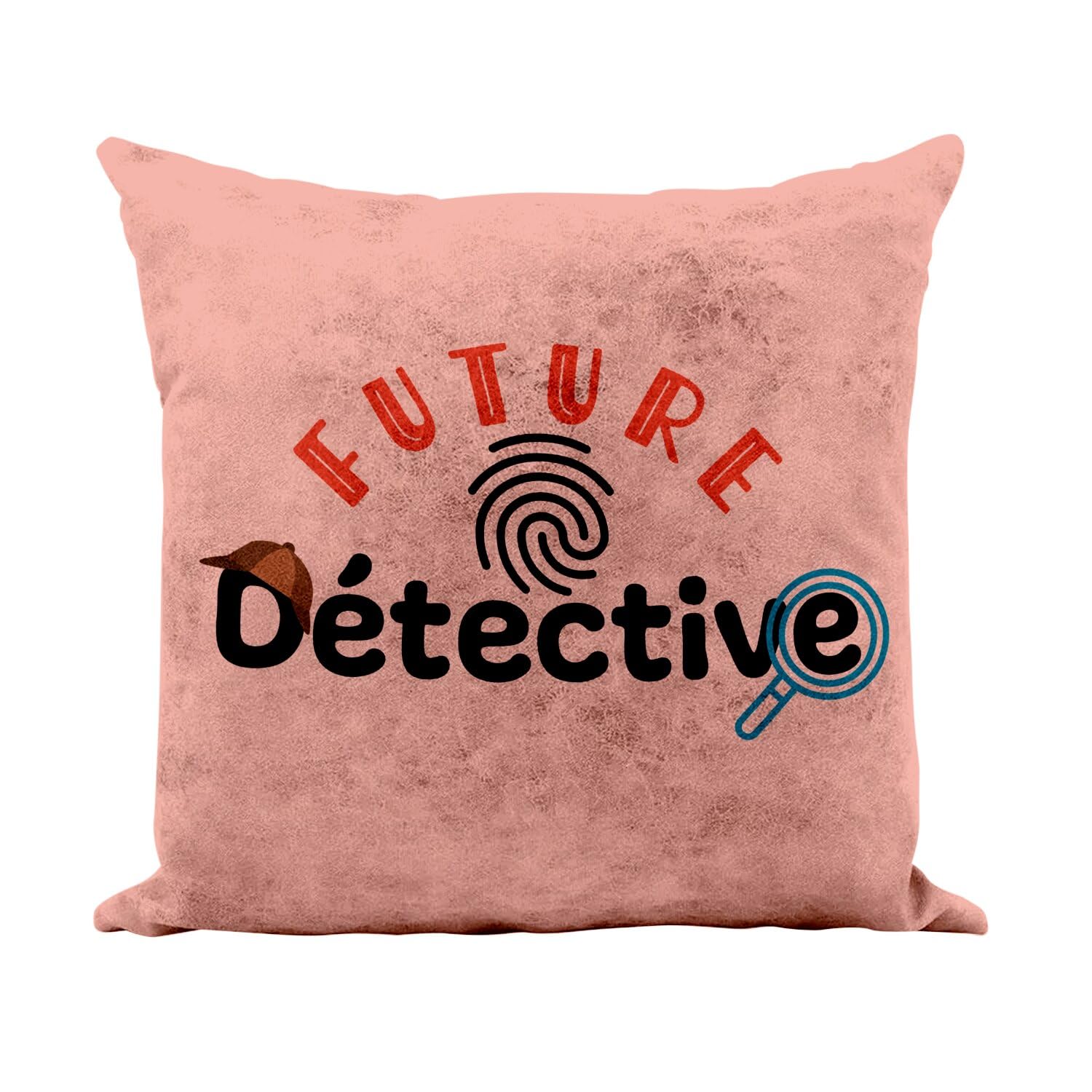 Coussin similicuir rose 40x40 cm Future Détective avec housse